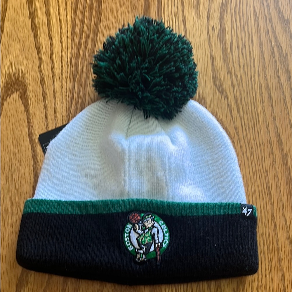47 Brand Kids Boston Celtics Pom Beanie - Black and White